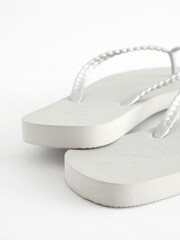 Metallic Pearlised Plaited Flip Flops - Image 7 of 7