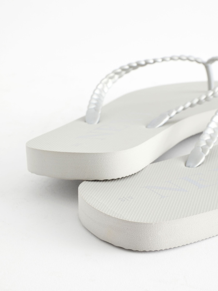 Metallic Pearlised Plaited Flip Flops - Image 7 of 7