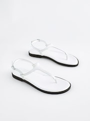 White Forever Comfort® Standard/Wide Fit Toe Thong Leather Sandals - Image 3 of 8