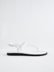 White Forever Comfort® Standard/Wide Fit Toe Thong Leather Sandals - Image 4 of 8