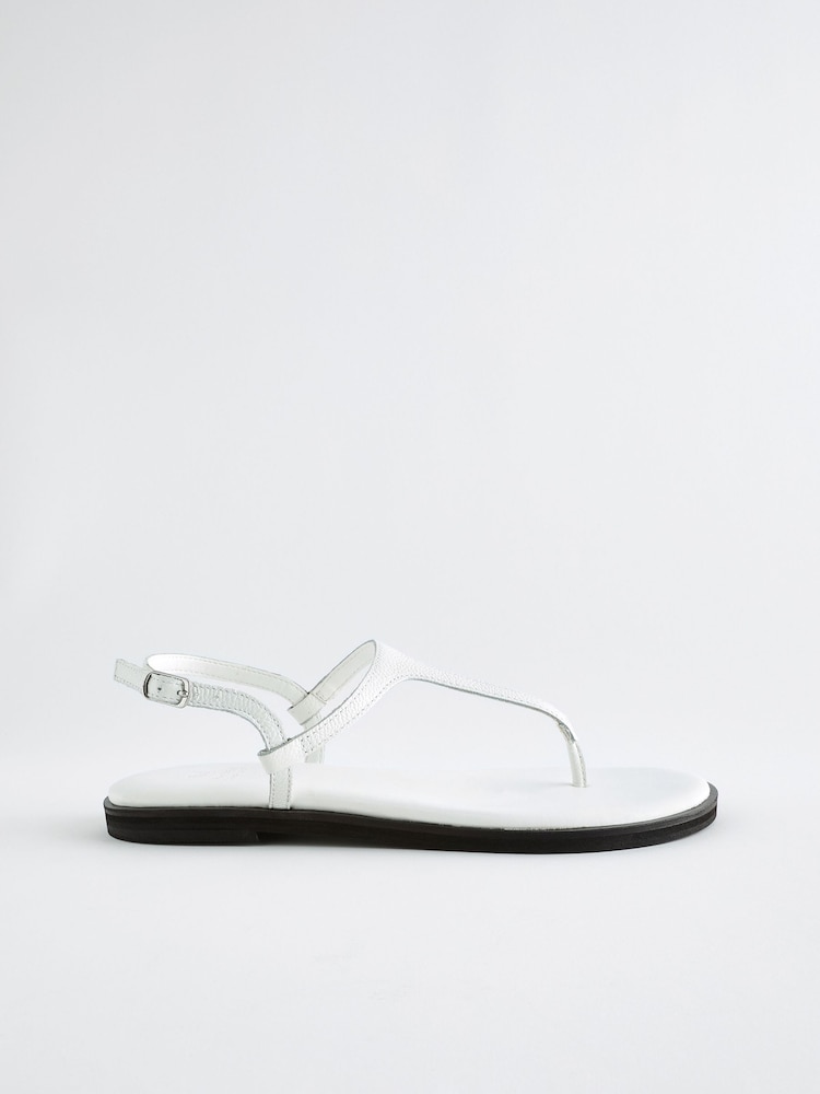 White Forever Comfort® Standard/Wide Fit Toe Thong Leather Sandals - Image 4 of 8