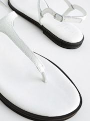 White Forever Comfort® Standard/Wide Fit Toe Thong Leather Sandals - Image 7 of 8