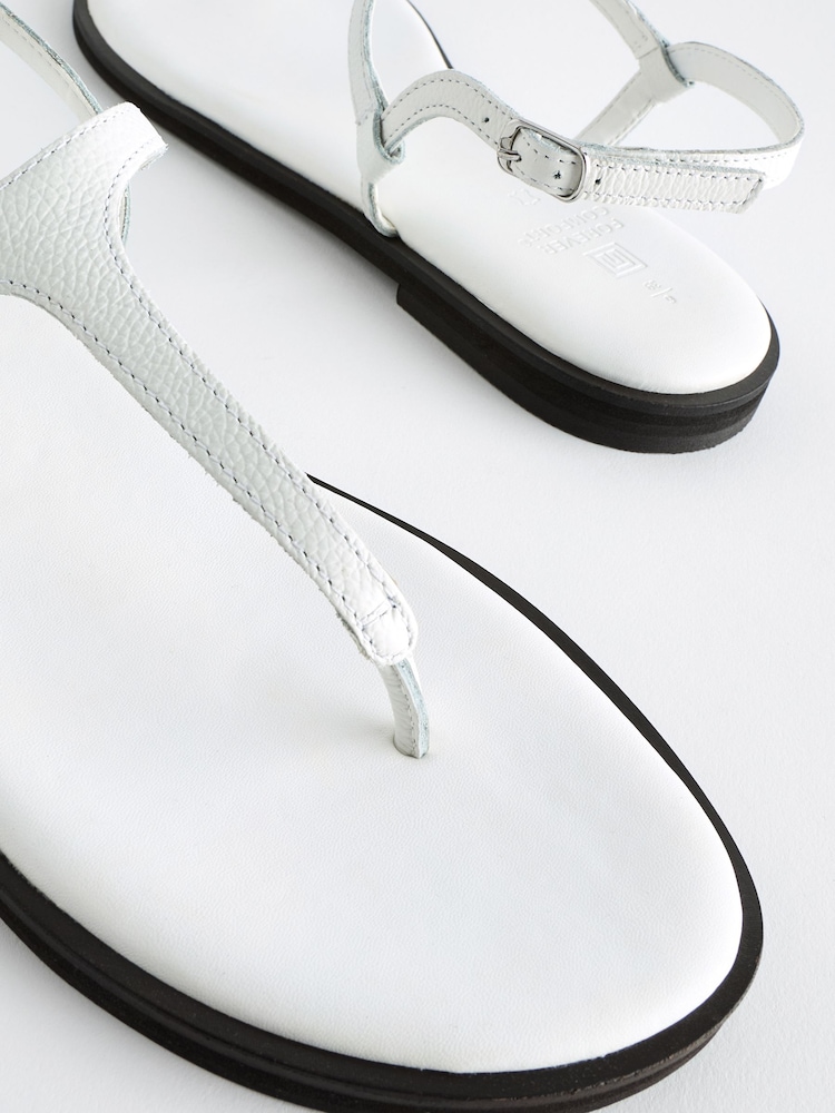 White Forever Comfort® Standard/Wide Fit Toe Thong Leather Sandals - Image 7 of 8