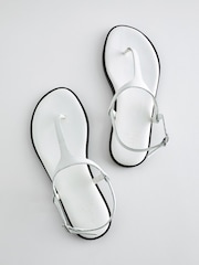 White Forever Comfort® Standard/Wide Fit Toe Thong Leather Sandals - Image 8 of 8