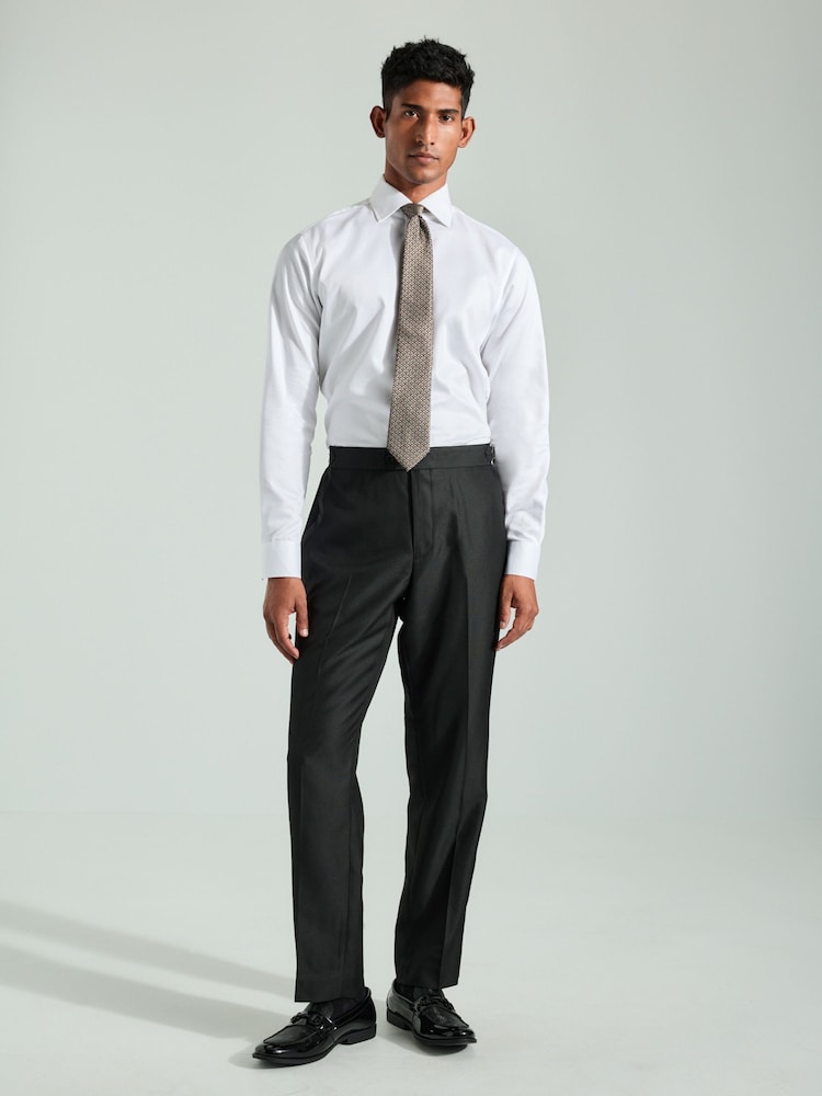 Black Regular Fit Adjustable Tape Detail Tuxedo Trousers - Image 2 of 10