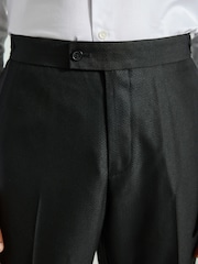 Black Regular Fit Adjustable Tape Detail Tuxedo Trousers - Image 6 of 10