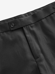 Black Regular Fit Adjustable Tape Detail Tuxedo Trousers - Image 8 of 10