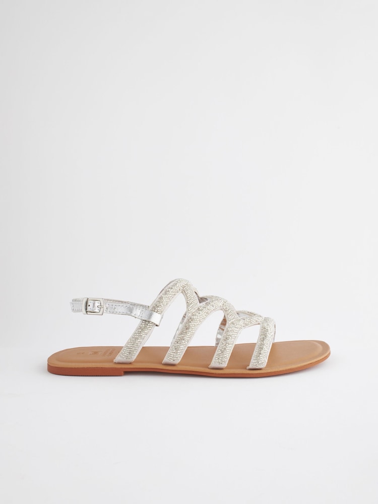 White Forever Comfort® Beaded Slingback Sandals - Image 2 of 6