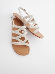 White Forever Comfort® Beaded Slingback Sandals - Image 4 of 6