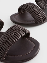Chocolate Brown Forever Comfort® Leather Weave Band Mule Sandals - Image 10 of 11