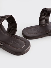 Chocolate Brown Forever Comfort® Leather Weave Band Mule Sandals - Image 11 of 11