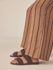 Chocolate Brown Forever Comfort® Leather Weave Band Mule Sandals - Image 3 of 11