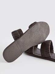 Chocolate Brown Forever Comfort® Leather Weave Band Mule Sandals - Image 8 of 11