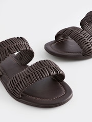 Chocolate Brown Forever Comfort® Leather Weave Band Mule Sandals - Image 9 of 11