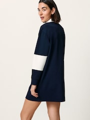 Navy Graphic Polo Rugby Longsleeve Mini Shirt Dress - Image 3 of 6