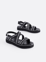 Monochrome Forever Comfort® Weave Leather Espadrille Flatform Sandals - Image 1 of 12
