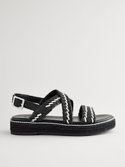 Monochrome Forever Comfort® Weave Leather Espadrille Flatform Sandals - Image 10 of 12