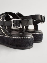 Monochrome Forever Comfort® Weave Leather Espadrille Flatform Sandals - Image 11 of 12