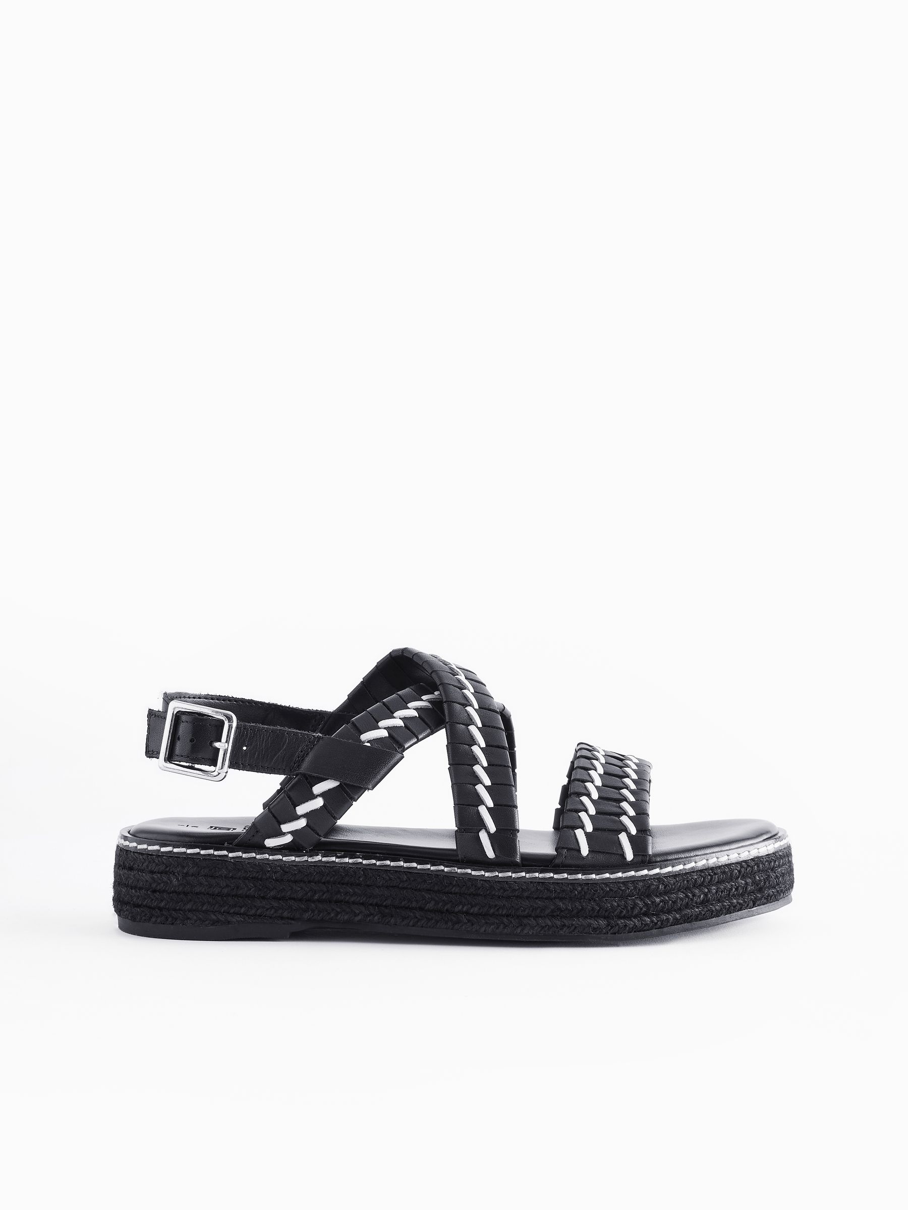 Buy Monochrome Forever Comfort® Weave Leather Espadrille Flatform Sandals  from Next Luxembourg