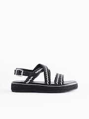 Monochrome Forever Comfort® Weave Leather Espadrille Flatform Sandals - Image 2 of 12