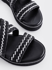 Monochrome Forever Comfort® Weave Leather Espadrille Flatform Sandals - Image 4 of 12