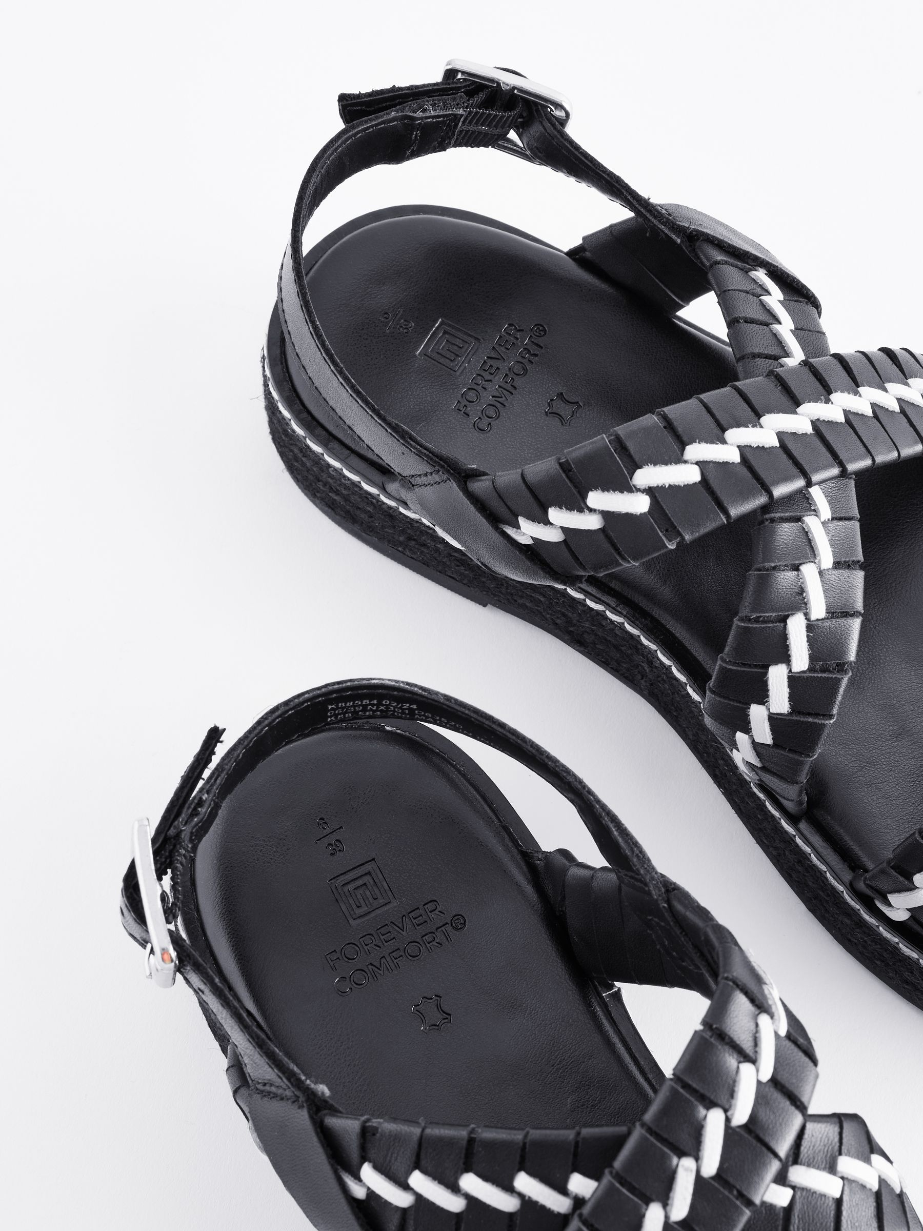 Buy Monochrome Forever Comfort® Weave Leather Espadrille Flatform