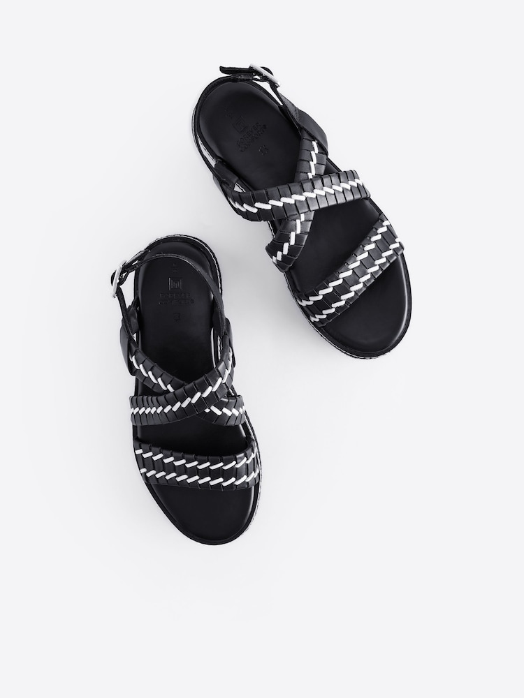 Monochrome Forever Comfort® Weave Leather Espadrille Flatform Sandals - Image 6 of 6 Monochrome Forever Comfort® Weave Leather Espadrille Flatform Sandals - Image 6 of 6