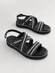 Monochrome Forever Comfort® Weave Leather Espadrille Flatform Sandals - Image 9 of 12