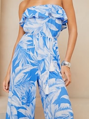 Lipsy Blue Petite Jersey Bandeau Holiday Shop Jumpsuit - Image 3 of 4
