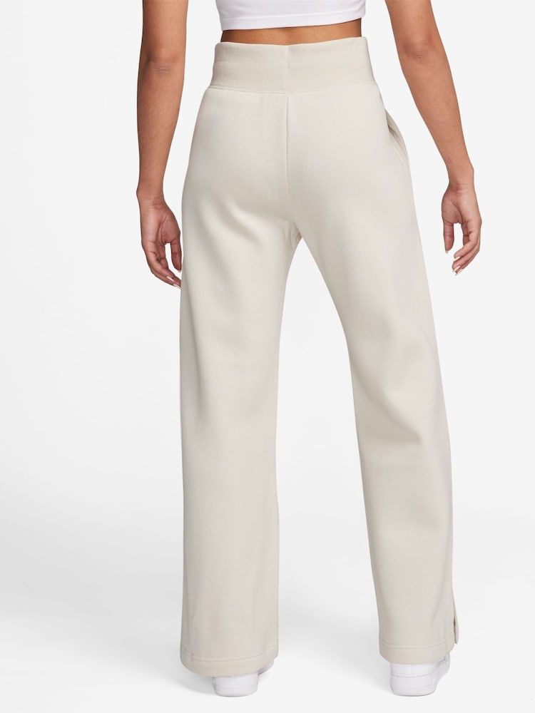 Nike Light Wood Natural Phoenix Fleece Varsity High Waisted Wide Leg Logo Joggers - Image 2 of 3