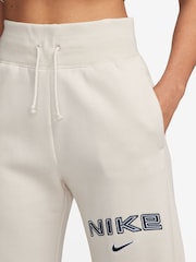 Nike Light Wood Natural Phoenix Fleece Varsity High Waisted Wide Leg Logo Joggers - Image 3 of 3