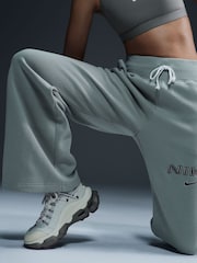 Nike Sage Green Phoenix Fleece Varsity High Waisted Wide Leg Logo Joggers - Image 4 of 5