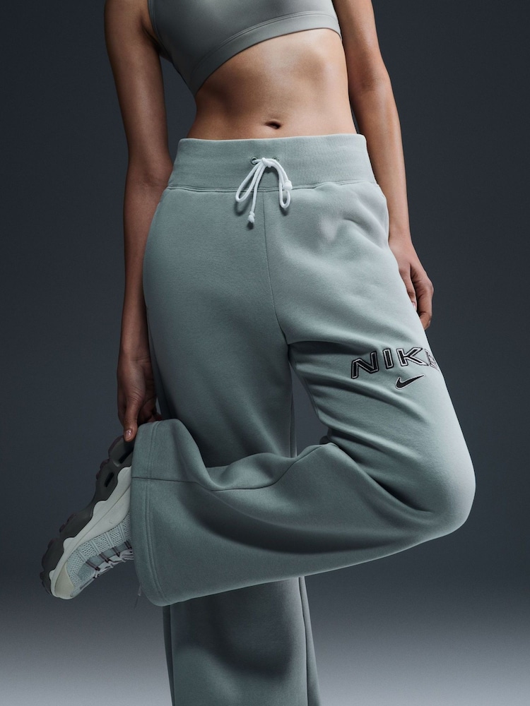 Nike Sage Green Phoenix Fleece Varsity High Waisted Wide Leg Logo Joggers - Image 5 of 5