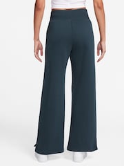Nike Teal Blue Phoenix Fleece Varsity High Waisted Wide Leg Logo Joggers - Image 2 of 5