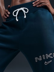 Nike Teal Blue Phoenix Fleece Varsity High Waisted Wide Leg Logo Joggers - Image 5 of 5