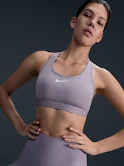 Nike Lilac Purple Swoosh Medium Support Padded Sports Bra - Image 1 of 5