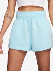 Nike Blue Sportswear Phoenix Fleece High-Waisted Loose Shorts - Image 1 of 4