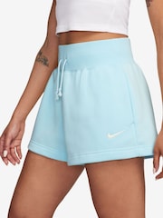 Nike Blue Sportswear Phoenix Fleece High-Waisted Loose Shorts - Image 3 of 4