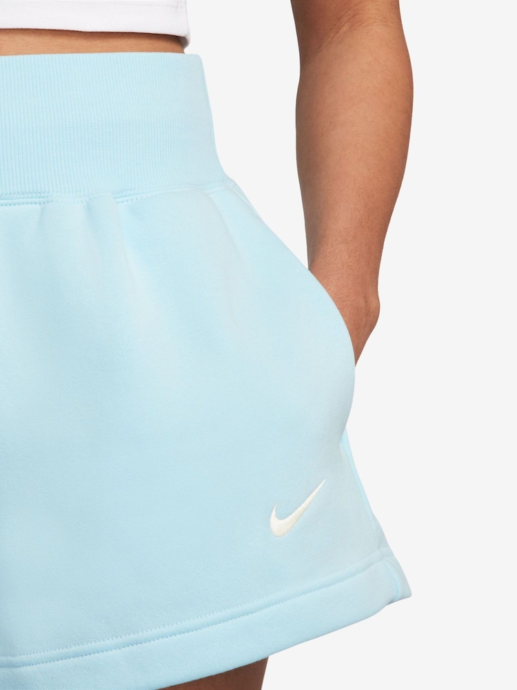 Nike Blue Sportswear Phoenix Fleece High-Waisted Loose Shorts - Image 4 of 4