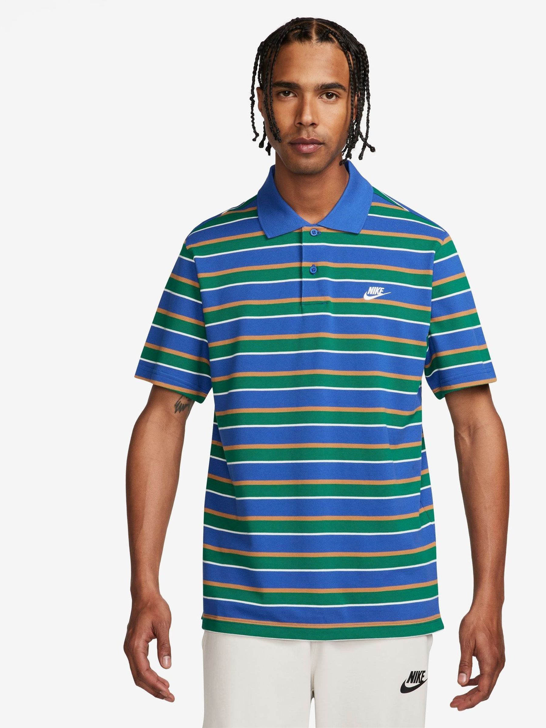 Buy Nike Blue Club Striped 100% Cotton Polo Shirt from Next