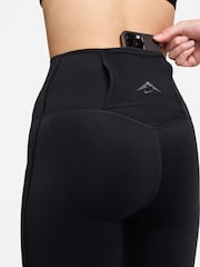 Schwarz - Nike Go Trail Running 7/8-Leggings mit starkem Stützeffekt, hohem Bund und Taschen - Bild 9 von 13