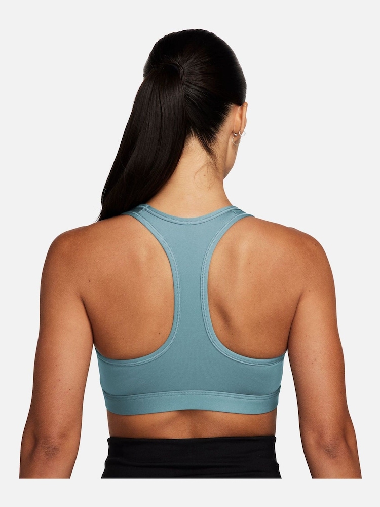 Nike Denim Turquoise Swoosh Medium Support Padded Sports Bra - Image 2 of 3 Nike Denim Turquoise Swoosh Medium Support Padded Sports Bra - Image 2 of 3