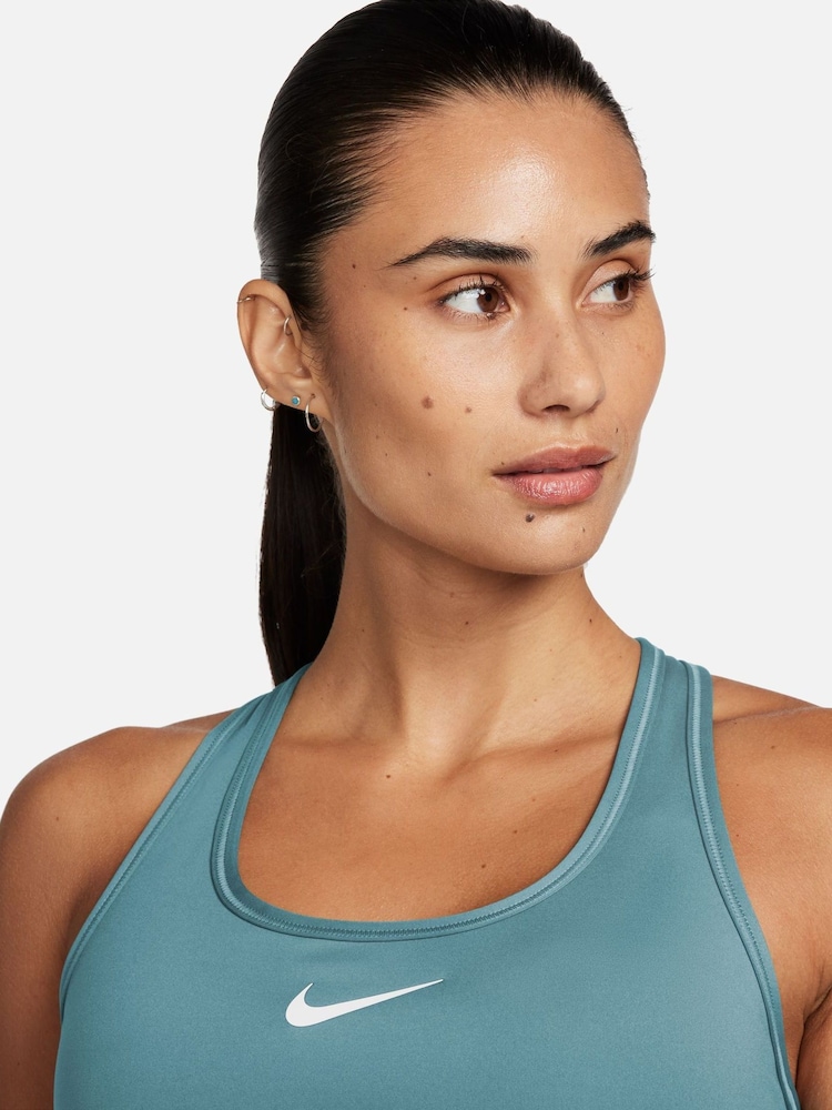 Nike Denim Turquoise Swoosh Medium Support Padded Sports Bra - Image 3 of 3 Nike Denim Turquoise Swoosh Medium Support Padded Sports Bra - Image 3 of 3
