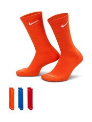 Nike Orange Crew Everyday Plus Cushioned Training Crew 100% Cotton Socks 3 Pack - Image 1 of 4