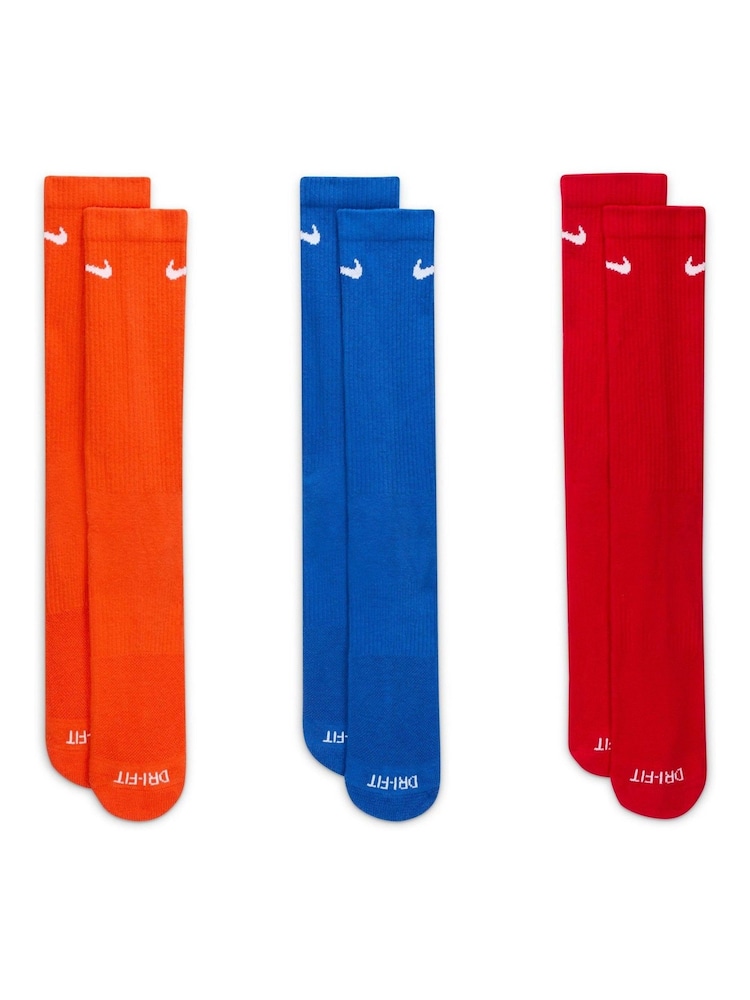 Nike Orange Crew Everyday Plus Cushioned Training Crew 100% Cotton Socks 3 Pack - Image 2 of 4