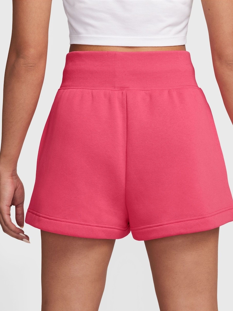 Nike Red Sportswear Phoenix Fleece High-Waisted Loose Shorts - Image 2 of 4