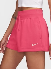 Nike Red Sportswear Phoenix Fleece High-Waisted Loose Shorts - Image 3 of 4