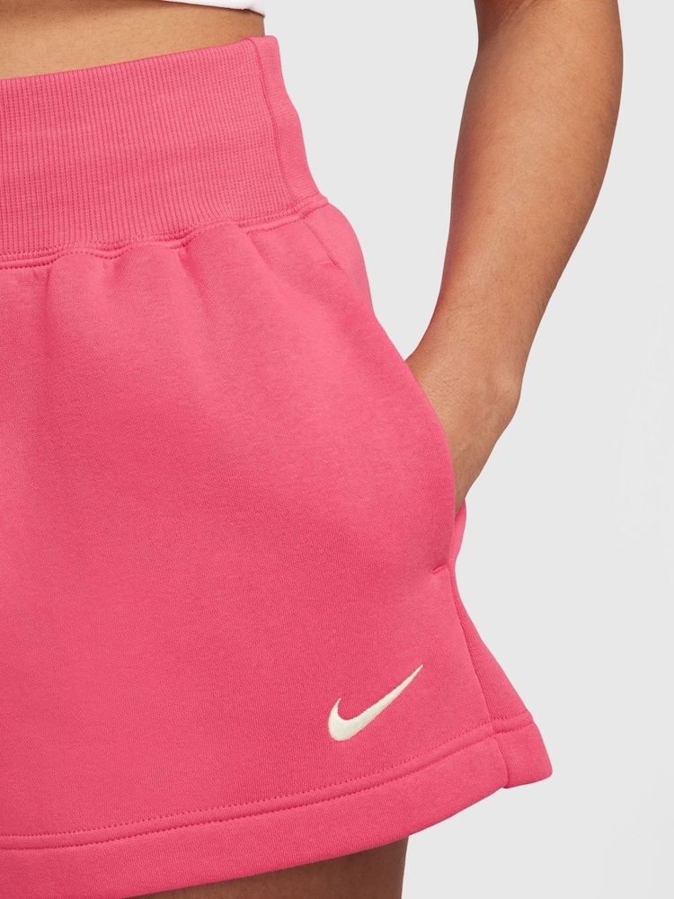 Nike Red Sportswear Phoenix Fleece High-Waisted Loose Shorts - Image 4 of 4