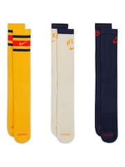 Nike Yellow/Cream/Blue Everyday Plus Retro Crew 100% Cotton Socks 3 Pack - Image 2 of 4