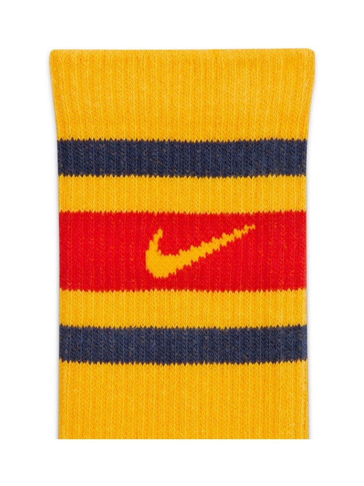 Nike Yellow/Cream/Blue Everyday Plus Retro Crew 100% Cotton Socks 3 Pack - Image 4 of 4